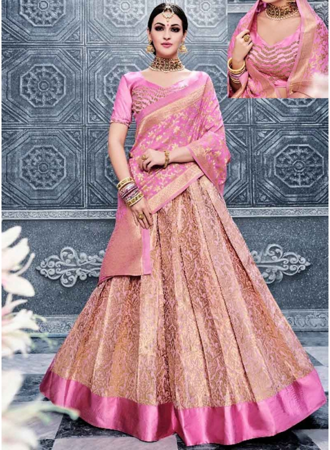 Kanika Kapoor Pink Embroidery Work Banarasi Silk Fancy  Lehenga Choli